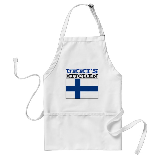 Ukki's Kitchen With Flag Of Finland Adult Apron (Front)
