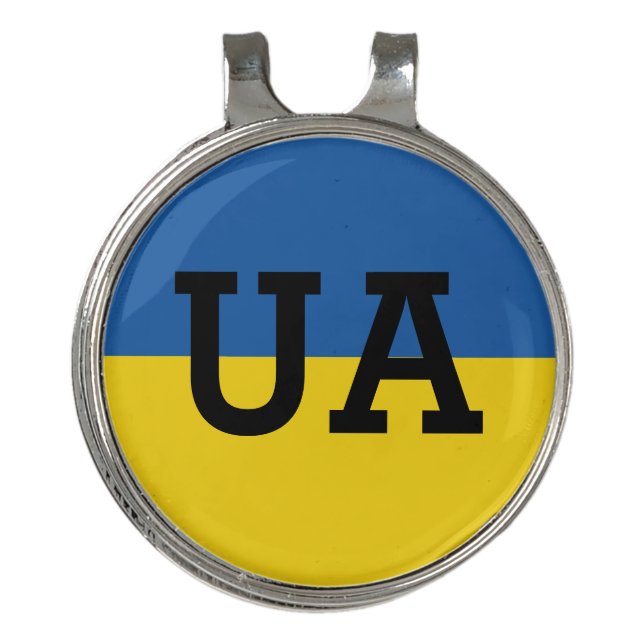 Ukrain flag monogram golf hat clip ball marker (Front)