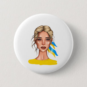 Ukrain Stop War Blonde Button