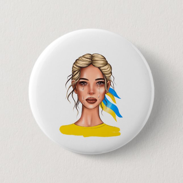 Ukrain Stop War Blonde Button (Front)