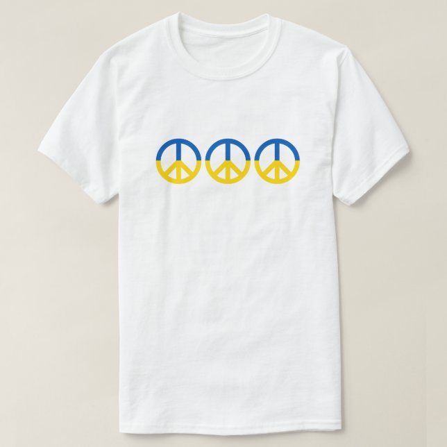 Ukraine 3 Peace Signs Blue Yellow Flag T-Shirt (Design Front)