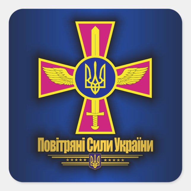 Ukraine Air Force Square Sticker (Front)