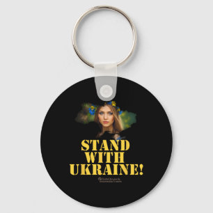 Ukraine Allegorical Figure Woman Slogan Stand With Keychain