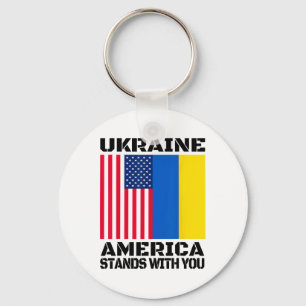 Ukraine America Stands With You American Support Keychain