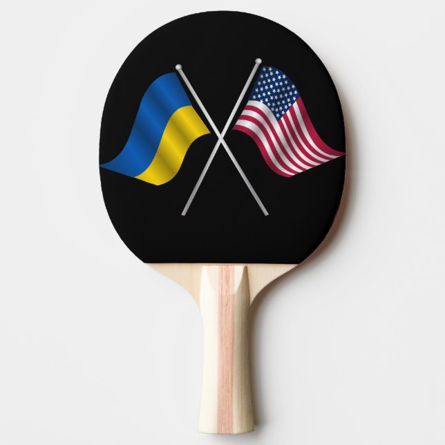 Ukraine & American Flag Ping Pong Paddle (Front)