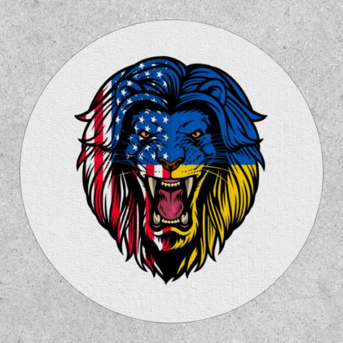 Ukraine American Flag Ukraine Lion Face USA Ukrain Patch