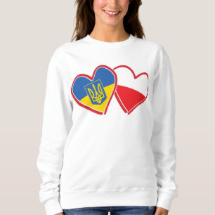 Ukraine and Polish Flag Hearts Sweatshirt