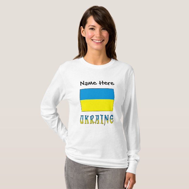 Ukraine and Ukrainian Flag Personalized Women's  T T-Shirt (Front Full)