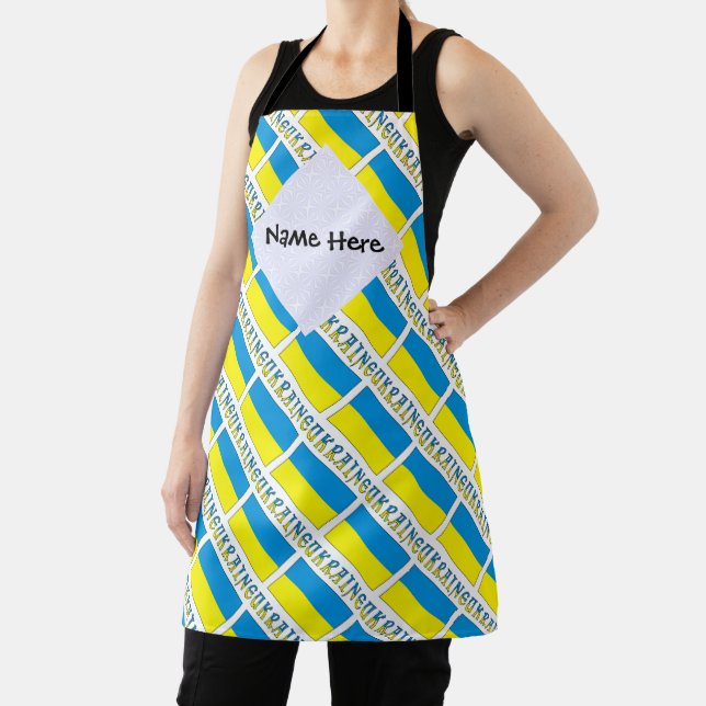 Ukraine and Ukrainian Flag Tiled Personalized  Apron (Insitu)