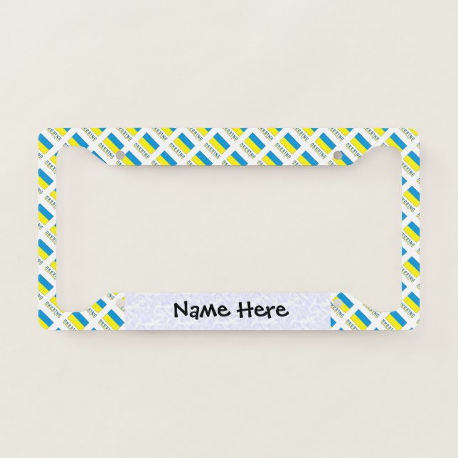 Ukraine and Ukrainian Flag Tiled with Your Name License Plate Frame (Front)