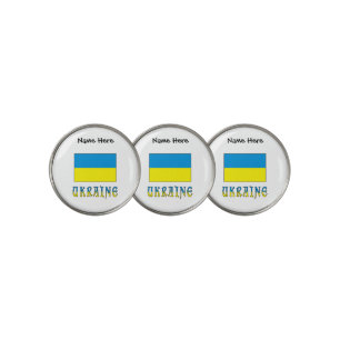 Ukraine and Ukrainian Flag with Your Name Golf Ball Marker