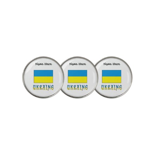 Ukraine and Ukrainian Flag with Your Name Golf Ball Marker