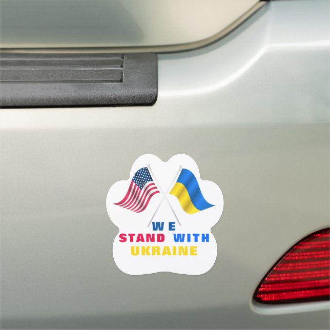 Ukraine and USA Flags Car Magnet - Support Freedom (In Situ)