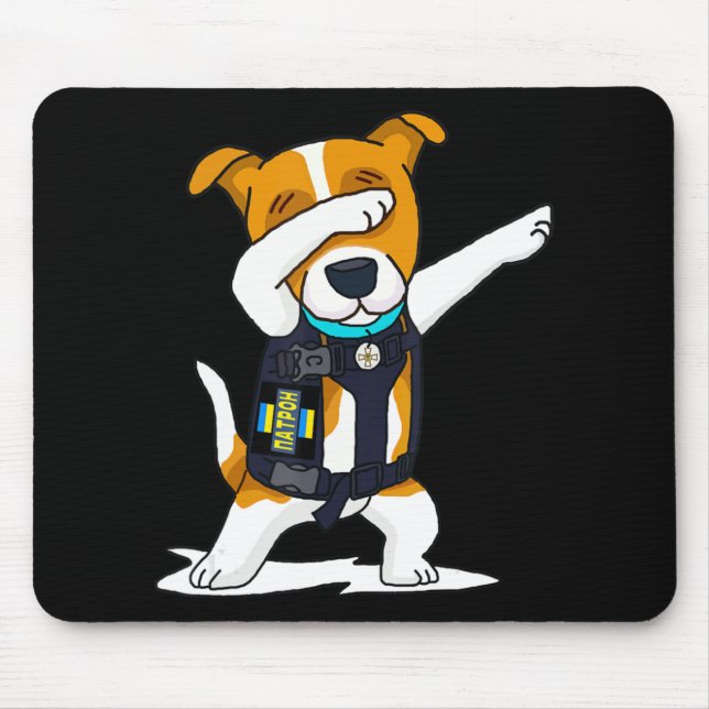 Ukraine Armed Forces Dabbing Dog Patron Jack Russe Mouse Pad (Front)