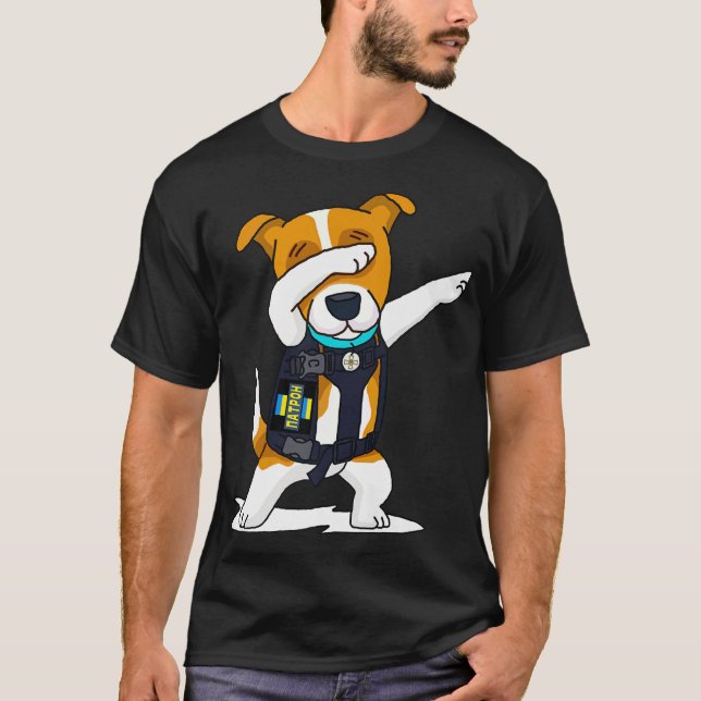 Ukraine Armed Forces Dabbing Dog Patron Jack Russe T-Shirt (Front)