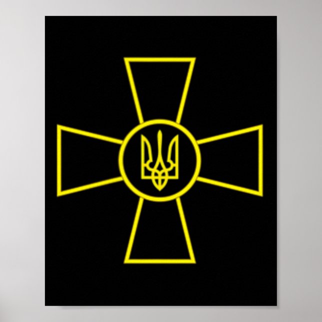 Ukraine Armed Forces Emblem Ukrainian Army Flag (y Poster (Front)