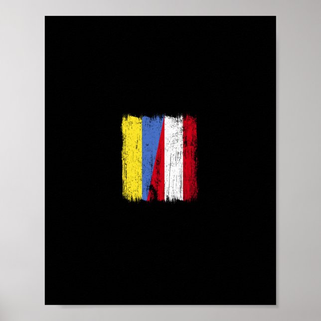 Ukraine Austria Half Flag Ukrainian Austrian Herit Poster (Front)