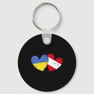 Ukraine Austria Heart Flag Ukrainian Austrian Heri Keychain