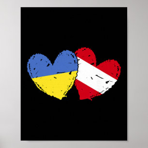 Ukraine Austria Heart Flag Ukrainian Austrian Heri Poster