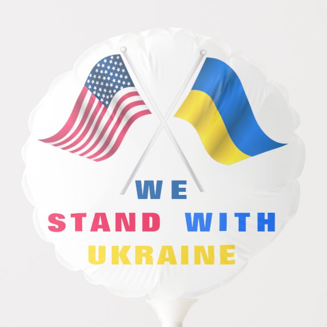 Ukraine Balloon - USA Flag and Ukrainian Flag (Front)