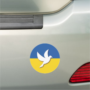 UKRAINE BICOLOR PEACE DOVE BLUE YELLOW FLAG CAR MAGNET