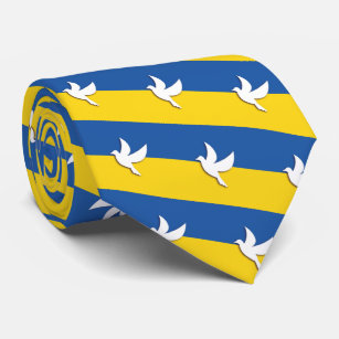 UKRAINE BICOLOR PEACE DOVE BLUE YELLOW FLAG  TIE