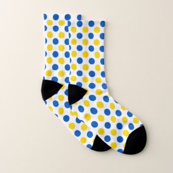 Ukraine Blue And Yellow Flag Colors Polka Dots Socks by paul68 at Zazzle