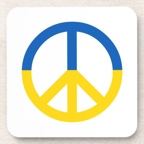 Ukraine Blue Yellow Colors Flag Peace Symbol Sign Beverage Coaster
