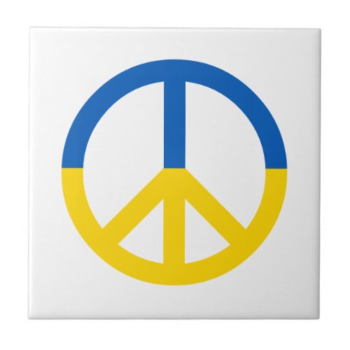 Ukraine Blue Yellow Flag Colors Peace Symbol Sign Ceramic Tile