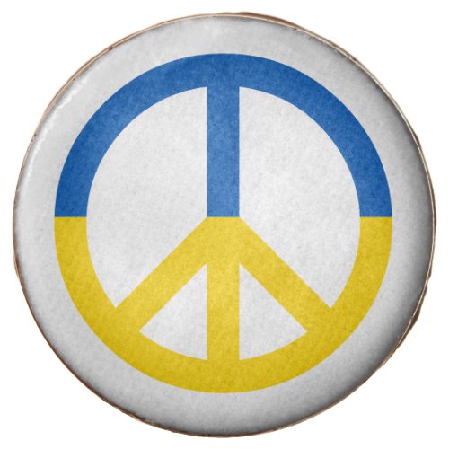 Ukraine Blue Yellow Flag Colors Peace Symbol Sign Chocolate Covered Oreo
