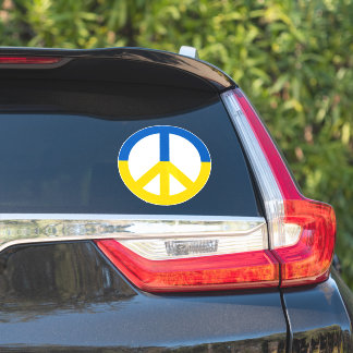 Ukraine Blue Yellow Flag Colors Peace Symbol Sign Sticker