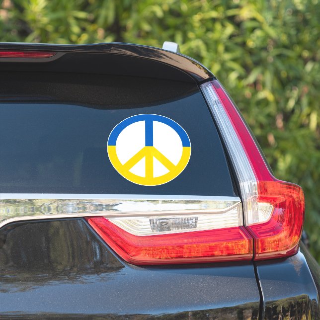 Ukraine Blue Yellow Flag Colors Peace Symbol Sign Sticker (Car Side)