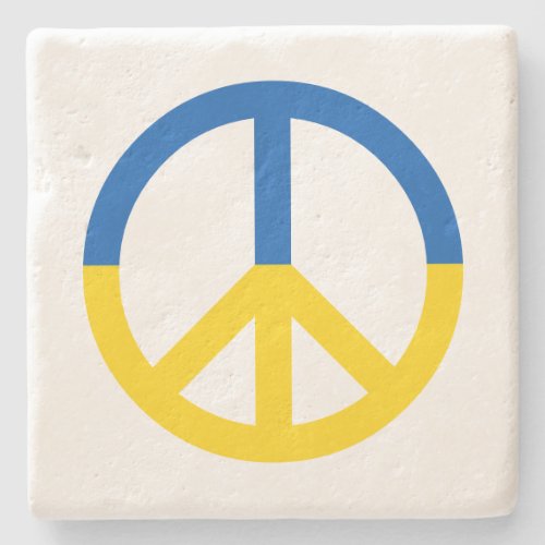 Ukraine Blue Yellow Flag Colors Peace Symbol Sign Stone Coaster