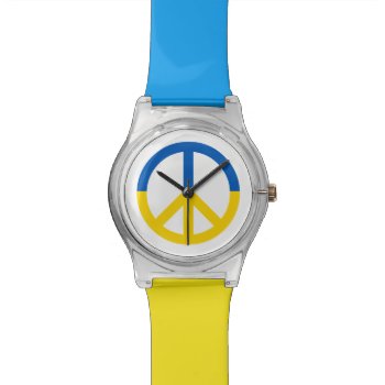 Ukraine Blue Yellow Flag Colors Peace Symbol Watch by LoveThatPlace at Zazzle