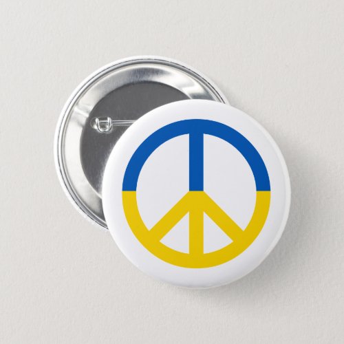 Ukraine Blue Yellow Flag Peace Symbol Sign Button