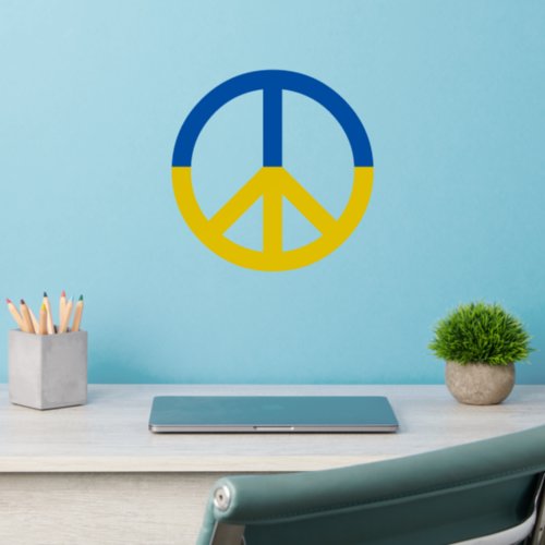 Ukraine Blue Yellow Flag Peace Symbol Sign Cut Out Wall Decal