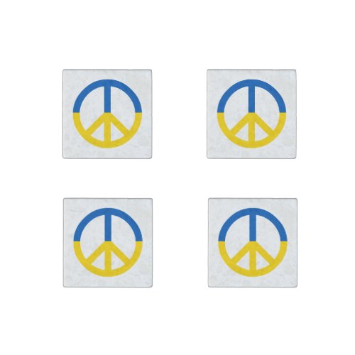 Ukraine Blue Yellow Flag Peace Symbol Sign Stone Magnet