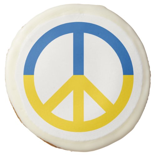 Ukraine Blue Yellow Flag Peace Symbol Sign Sugar Cookie