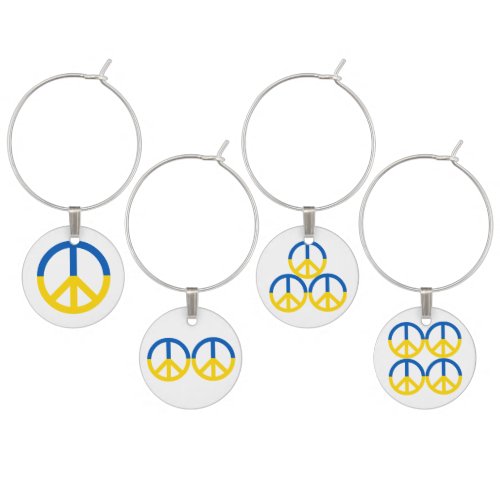 Ukraine Blue Yellow Flag Peace Symbol Sign Wine Charm