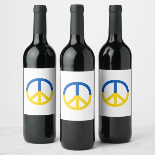 Ukraine Blue Yellow Flag Peace Symbol Sign Wine Label