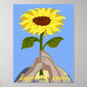 Ukraine "blue yellow" peace sunflower colorful  poster