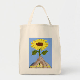 Ukraine "blue yellow" peace sunflower colorful tote bag