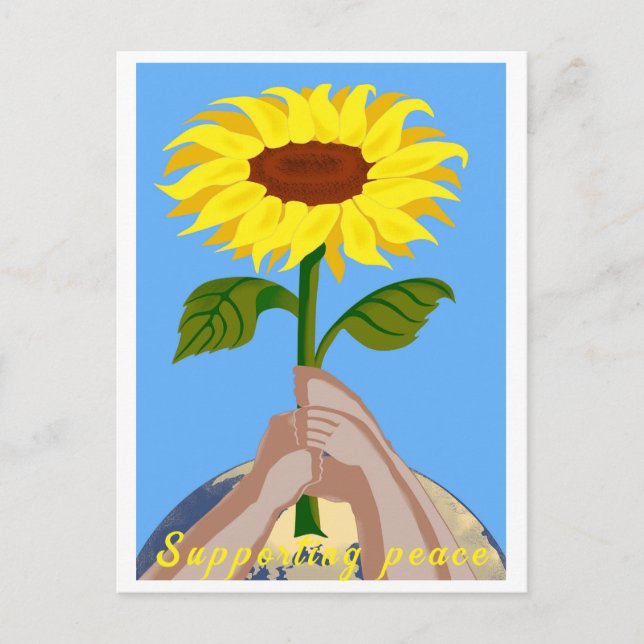 Ukraine "blue yellow" sunflower peace  colorful    holiday postcard (Front)