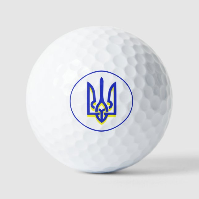 Ukraine Blue Yellow Trident Golf Balls (Front)