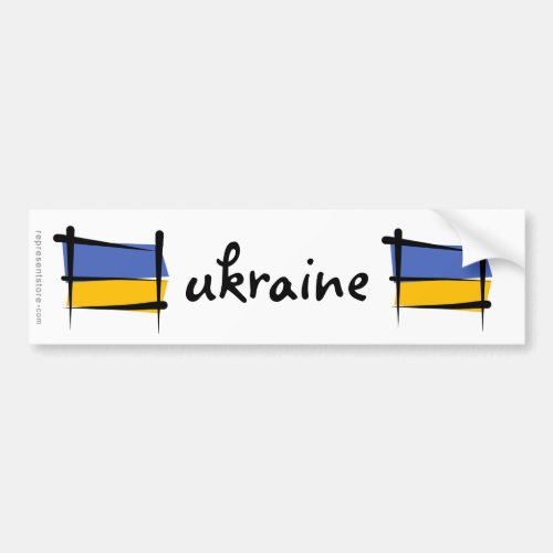 Ukraine Brush Flag Bumper Sticker