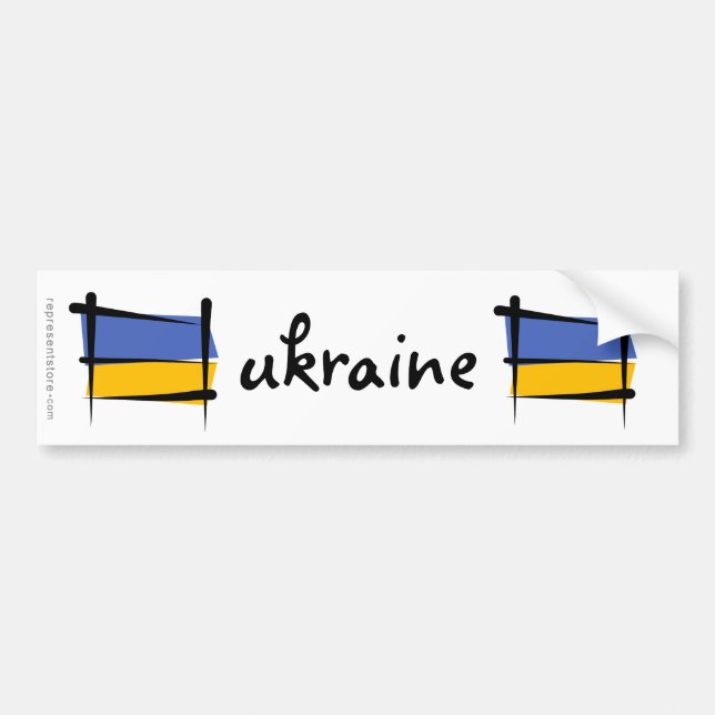 Ukraine Brush Flag Bumper Sticker (Front)