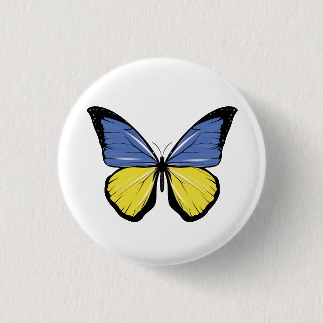Ukraine Butterfly Flag Button (Front)