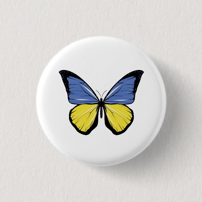 Ukraine Butterfly Flag Button (Front)