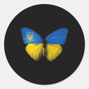 Ukraine Butterfly Ukraine Ukrainian Flag Love Ukr Classic Round Sticker