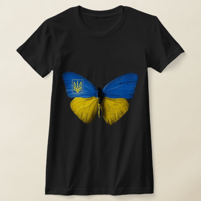 Ukraine  Butterfly Ukraine Ukrainian Flag Love Ukr T-Shirt (Laydown)